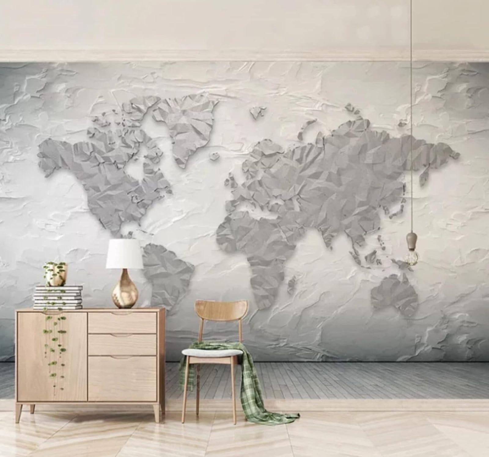 XLMING Abstract Relief Stone Texture World Map 3D Wallpaper Luxury Silk Study Dining Feature Sofa Grey Bedroom Living Room Tv Decorative Wall-350cm×256cm