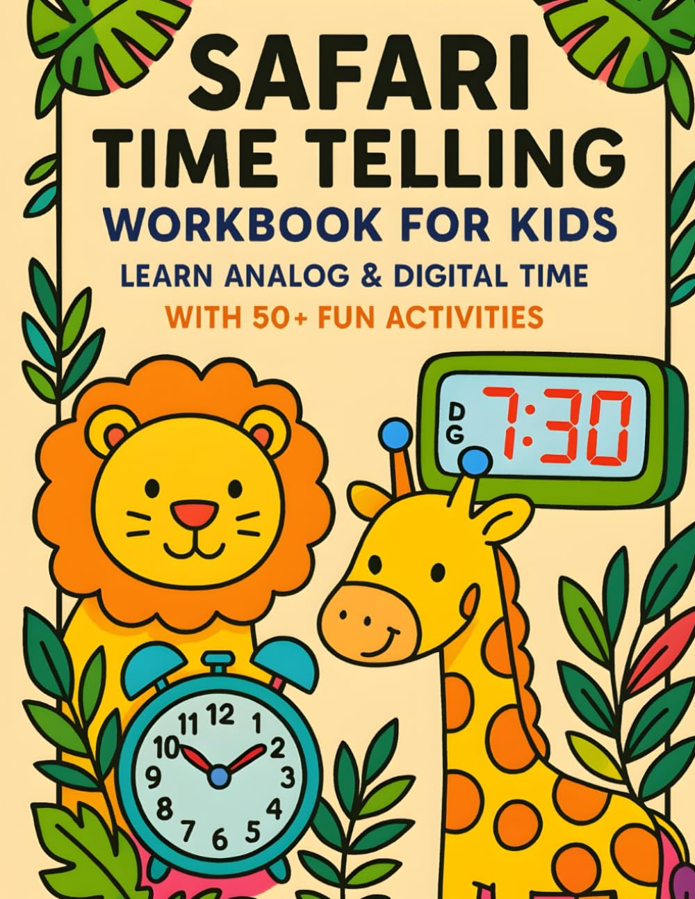 Safari Time Telling Workbook for Kids: Learn Analog & Digital Time with 50+ Fun Activities