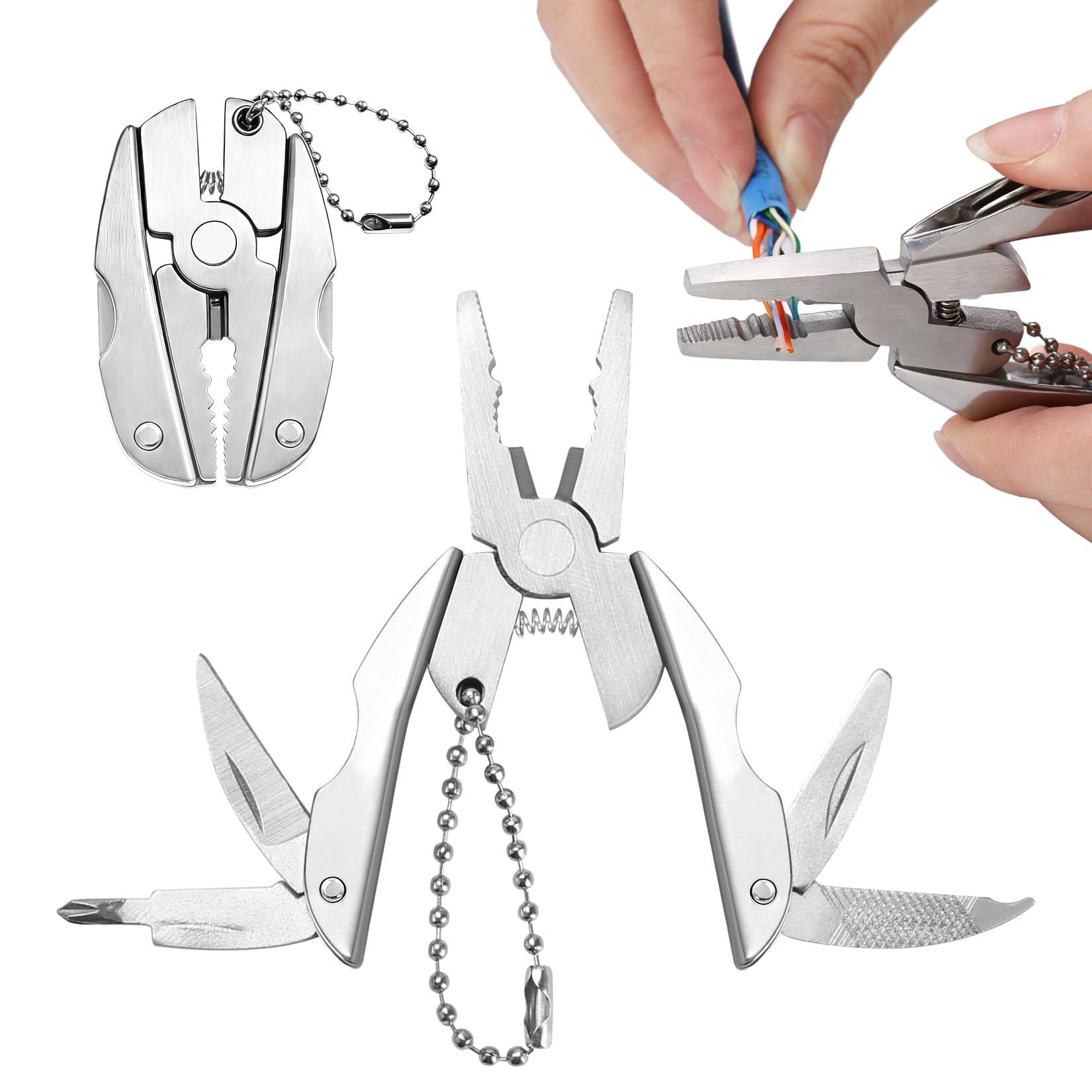 6-in-1 Keychain Multitool, Mini Stainless Steel Plier Multi Tool with Carry Case, Portable Wire Stripper Screwdriver Knife File Wrench, Compact Everyday Carry Holiday Gift-image-19