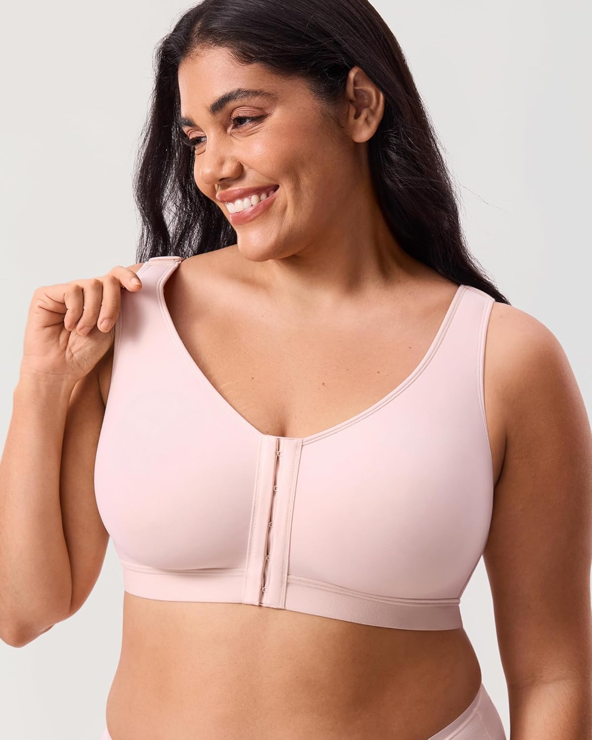 DELIMIRA Women's Inbarely Lift Front Closure Bras Full Coverage No Underwire Plus Size Unlined Seamless Bra - Image 3