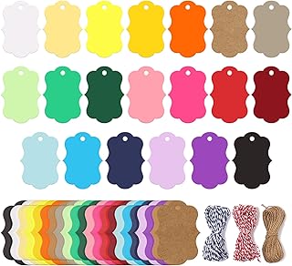 200 PCS Gift Tags, 20 Colors Gift Tags with String Tags Paper Gift Labels Coloured Gift Tags Labels Treats Tag Hang Tags,for Gifts Arts and Crafts Wedding Holiday