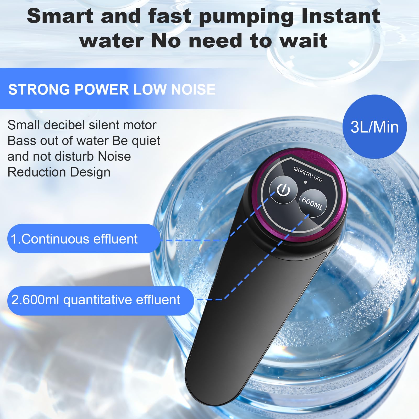 Pompe à eau potable USB 5L automatique pour cuisine bureau camping