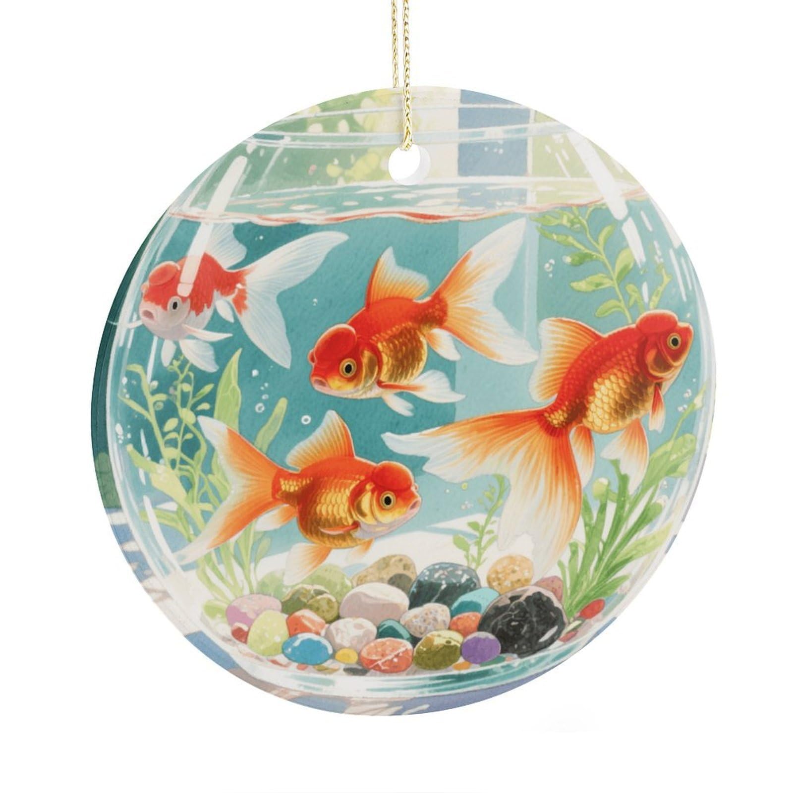 Fekiloot Style Honey Bees Collecting Honey In The Flowers Christmas Ornaments 2.9 Inch Round Ceramic Ornament Keepsake Thank You Gifts For Office, Room, Home - Holiday Present Ideas