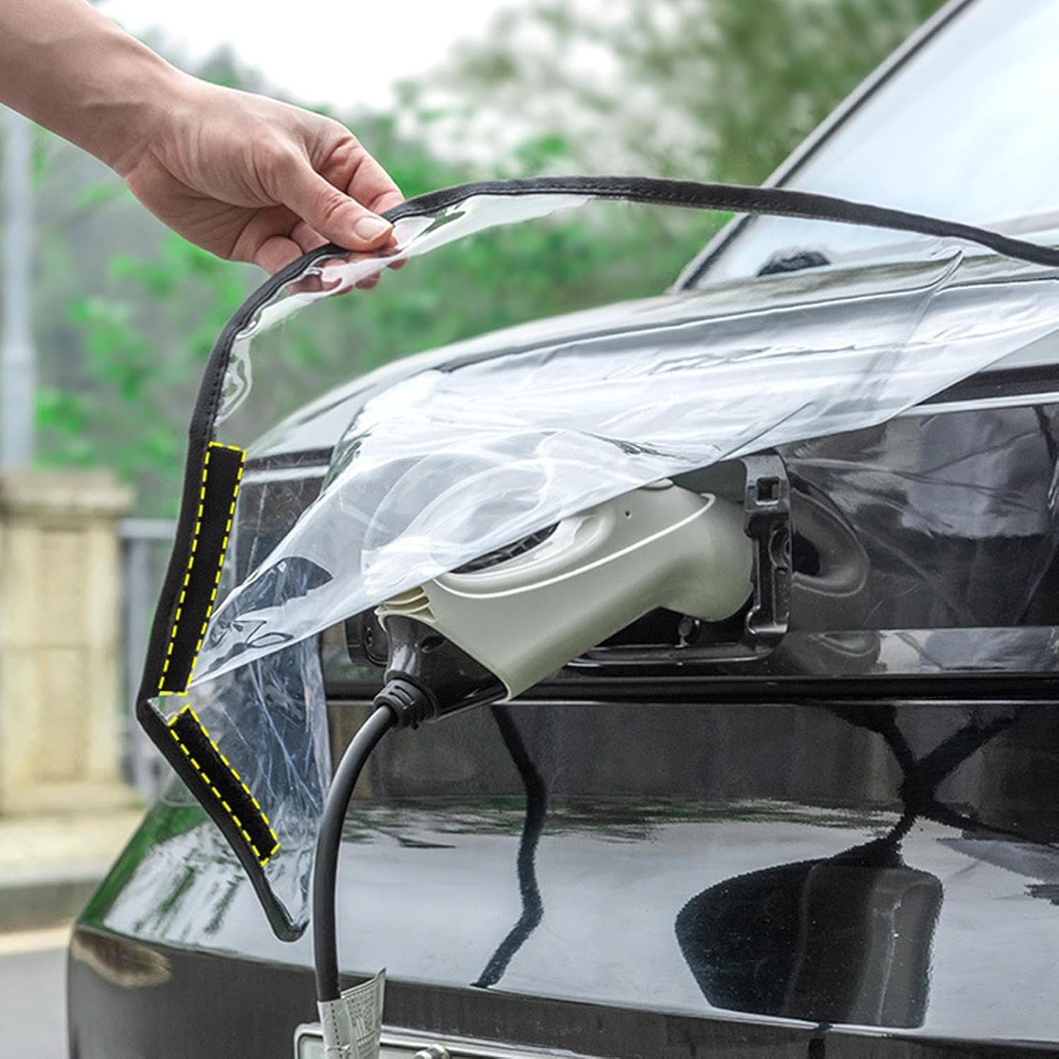 EV Charger Port Cover | Waterproof Waterproof | Transparent Design | Electric Vehicle Accessory | All Weather Protection | Snow & Rain Protection