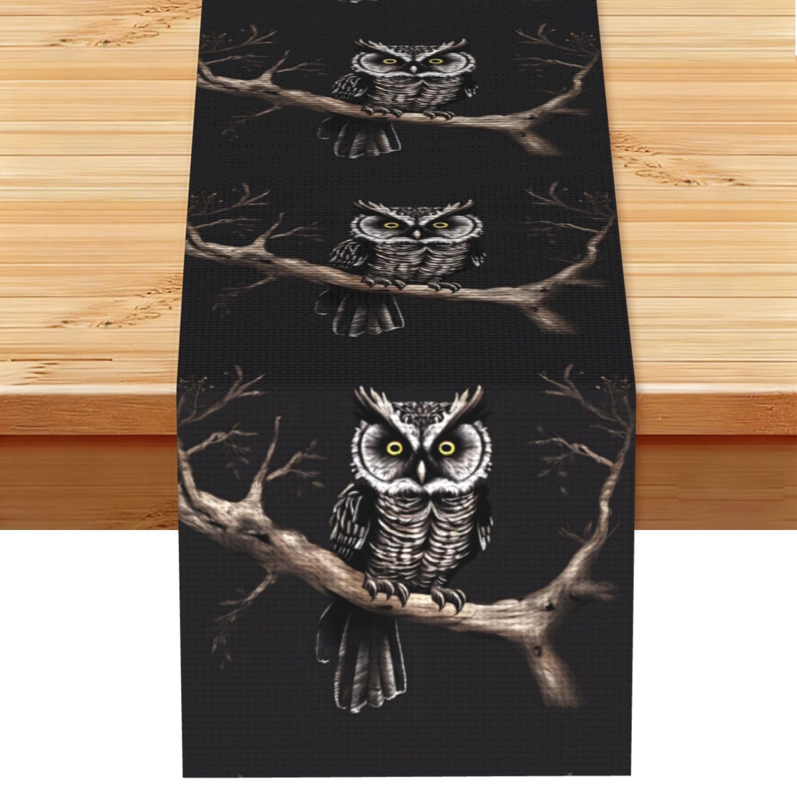 Late Night Owl Table Runner 13x72 Inch Dining Decor