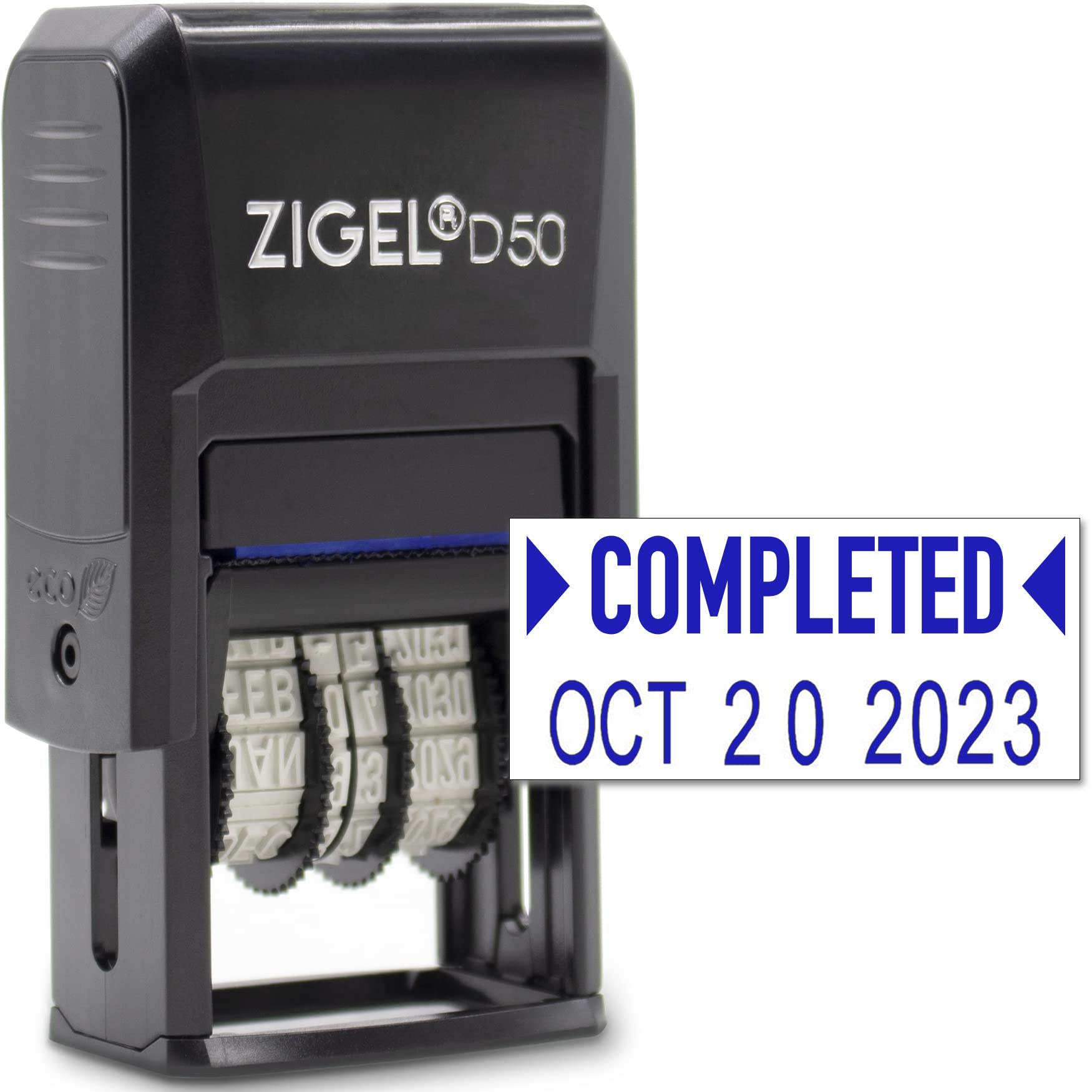 ZIGEL D50 Date Stamp with Completed - Self Inking Date Stamp - Blue