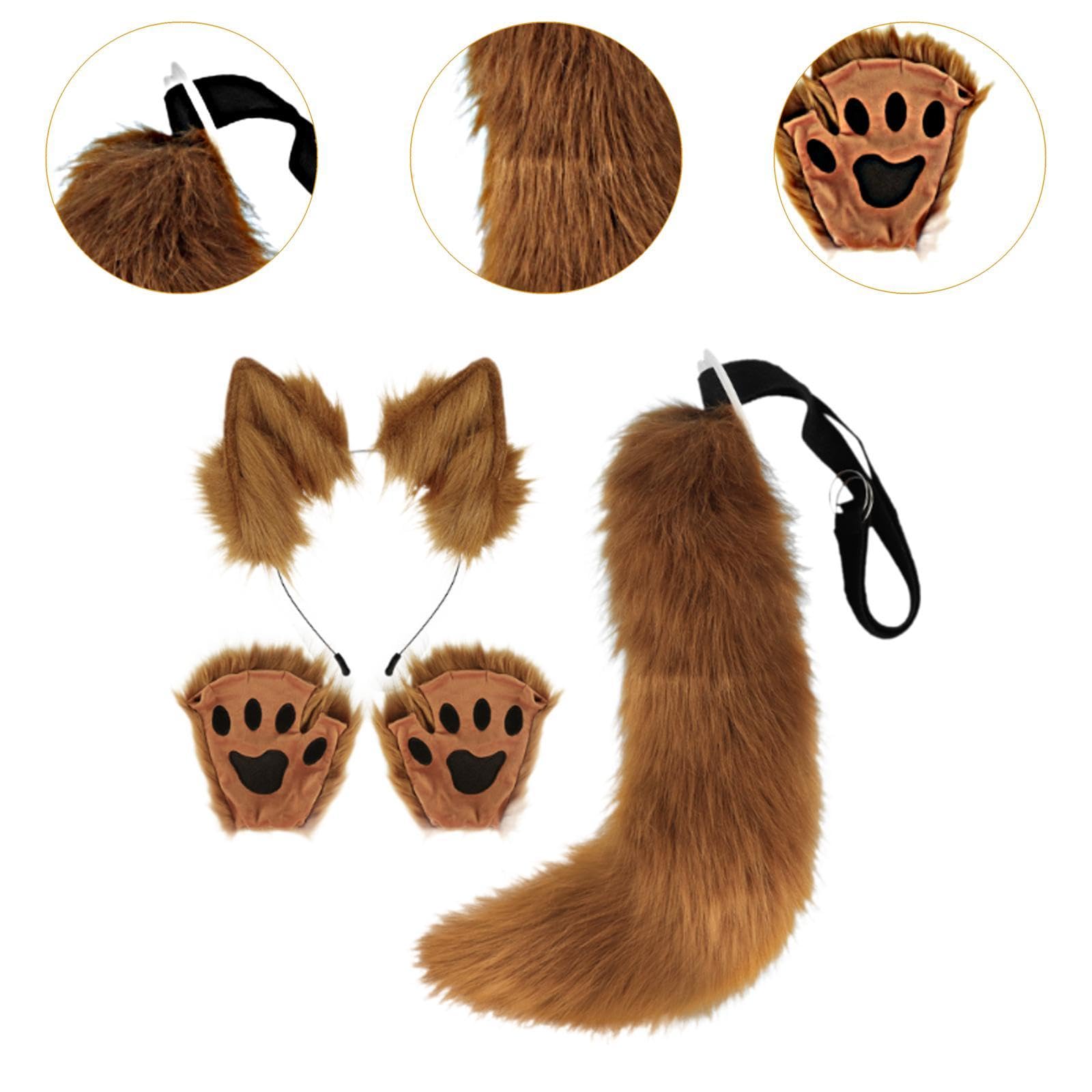 Amazon.co.jp: DeeRace きつね 耳 尻尾 セット 手袋付き きつねみみ