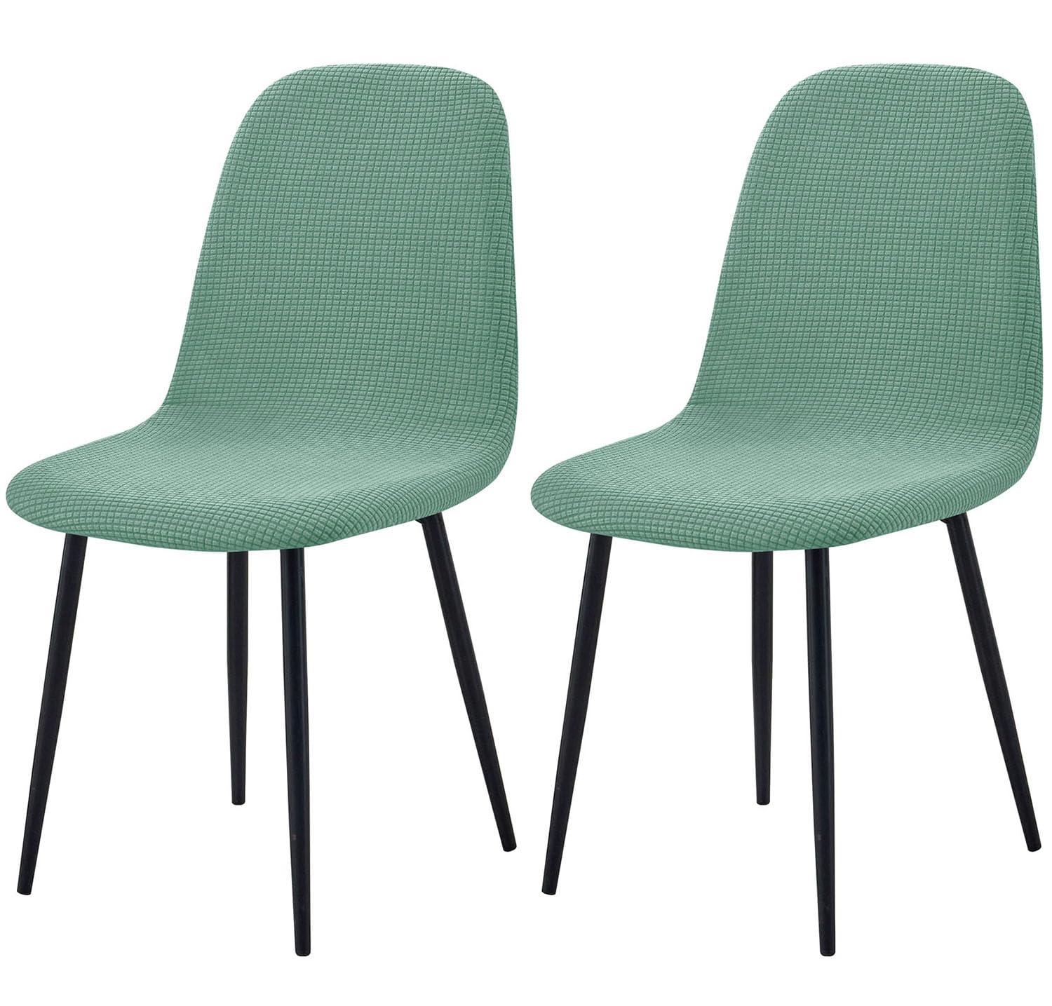 HACLEN Stretch Shell Chair Covers for Dining Chairs, Soft Jacquard Mid Century Modern Chair Protector, Washable Wrinkle-Free Armless Chair Slipcovers (green,Set of 2)