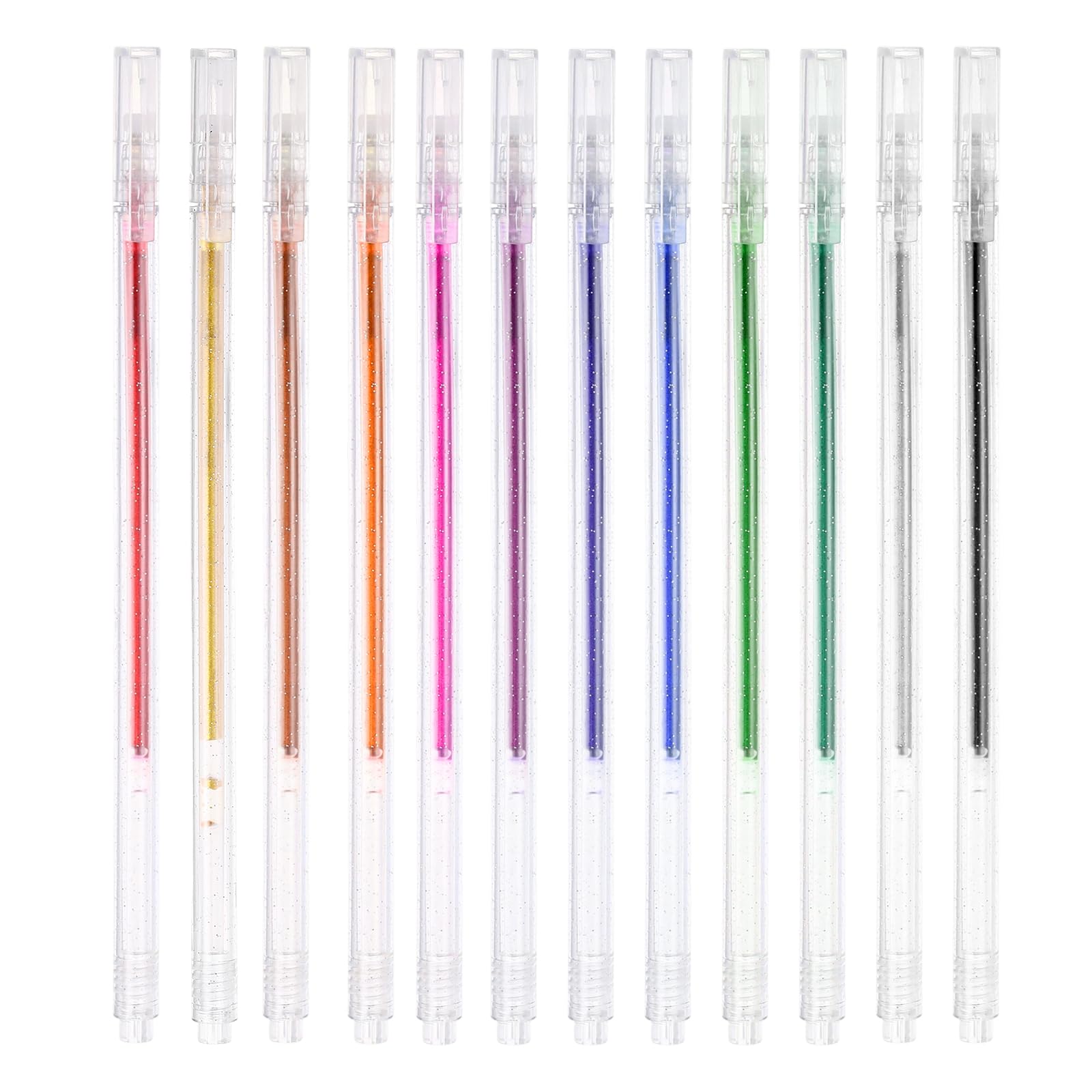 PATIKIL 1 mm Glitter Gel Pens, 12 Pcs Fine Point Large Capacity Colored Gel Pens Smooth Writing Glitter Markers for Adults Coloring Books Artists Drawing Writing, 12 Colors-1