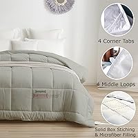 Vista 3 de Edredón alternativo para todas las estaciones Matrimonial 82 x 86 pulgadas, tamaño 1 pieza, relleno de edredón de microfibra con 4 pestañas