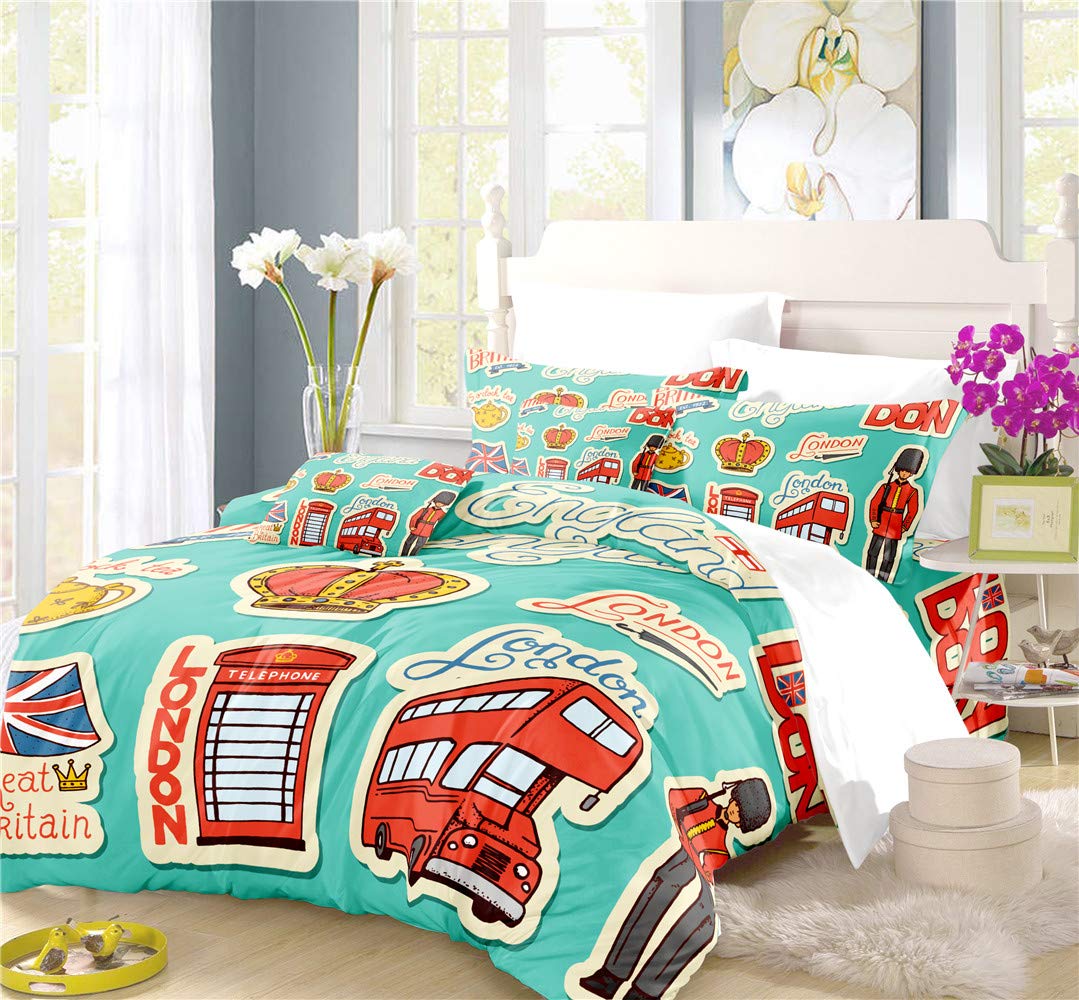 REALIN The Union Flag Duvet Cover Set The Union Jack Bedding Household Guards Retro Bed Sets 2/3/4PCS Quilt Covers/Sheets/Pillow Shams,Single/Double/King Size (B,Super King-220×260cm-4PCS)