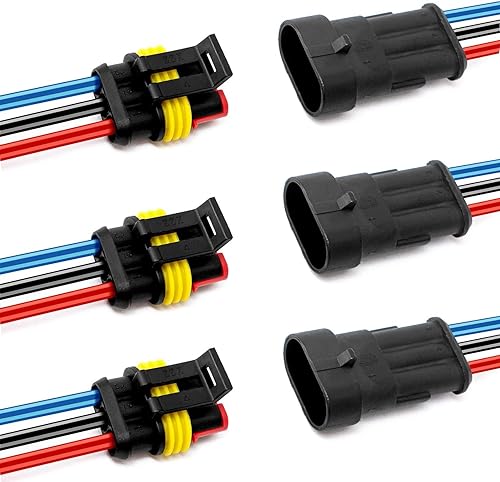 3Pin Way - Conectores eléctricos impermeables de 16 AWG, macho y hembra, kit de enchufe de arnés de cable de 16 AWG adecuado para automóvil, camión,