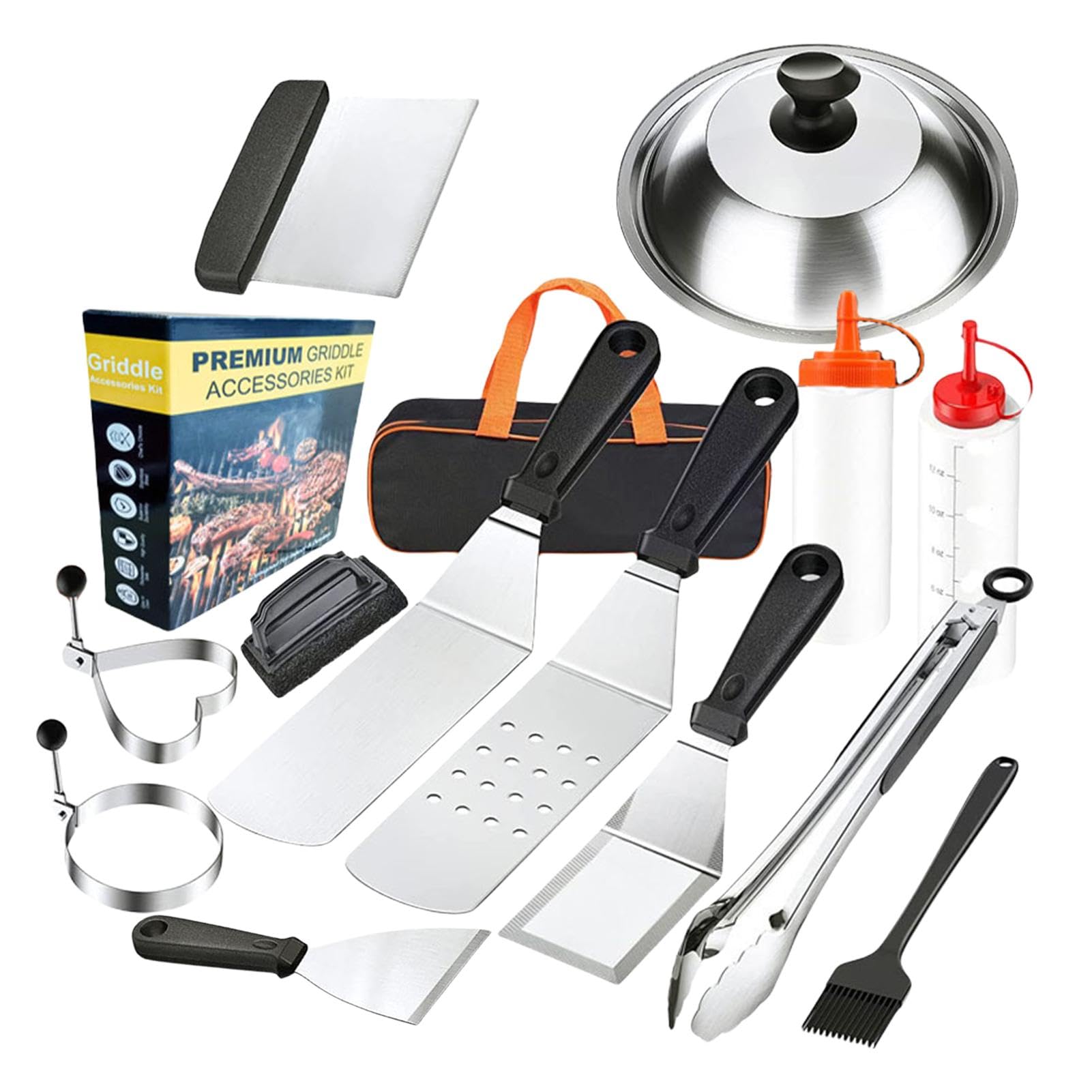 Juego de barbacoa al aire libre, juego de herramientas para barbacoa con maletín, juego de barbacoa de acero inoxidable, utensilios de cocina para exteriores con accesorios completos para camping, | maletín, juego de barbacoa de acero inoxidable, utensili
