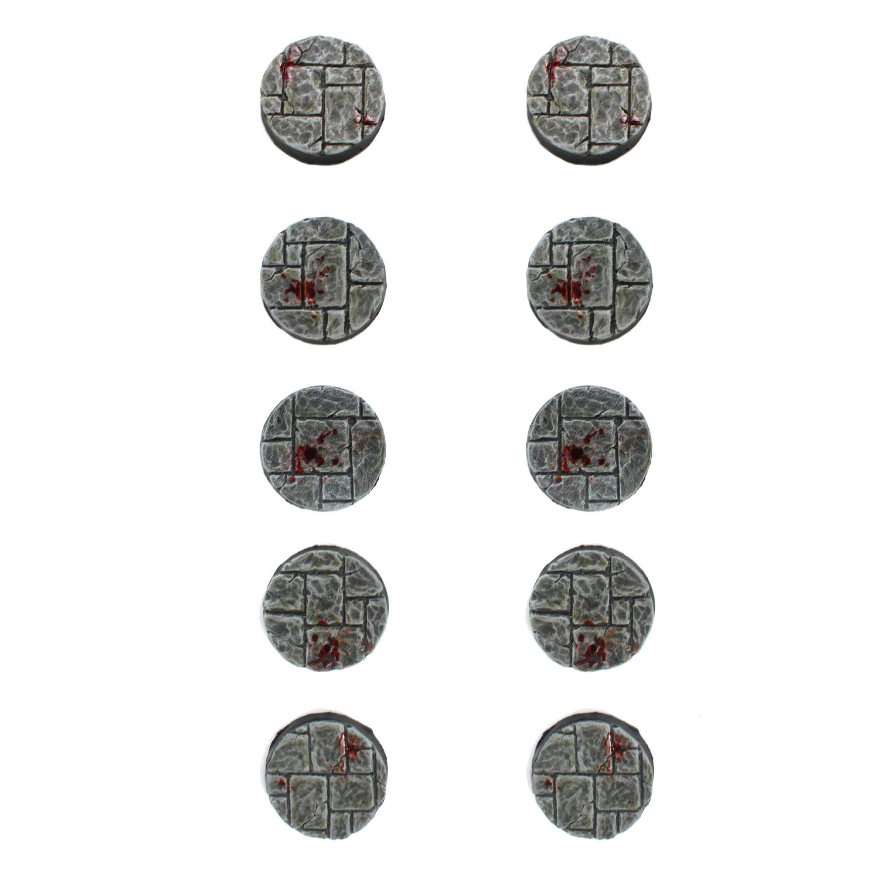 War World Gaming 25mm Round Dungeon Stone Resin Bases x10 for 20-28mm Scale Miniatures & Figures