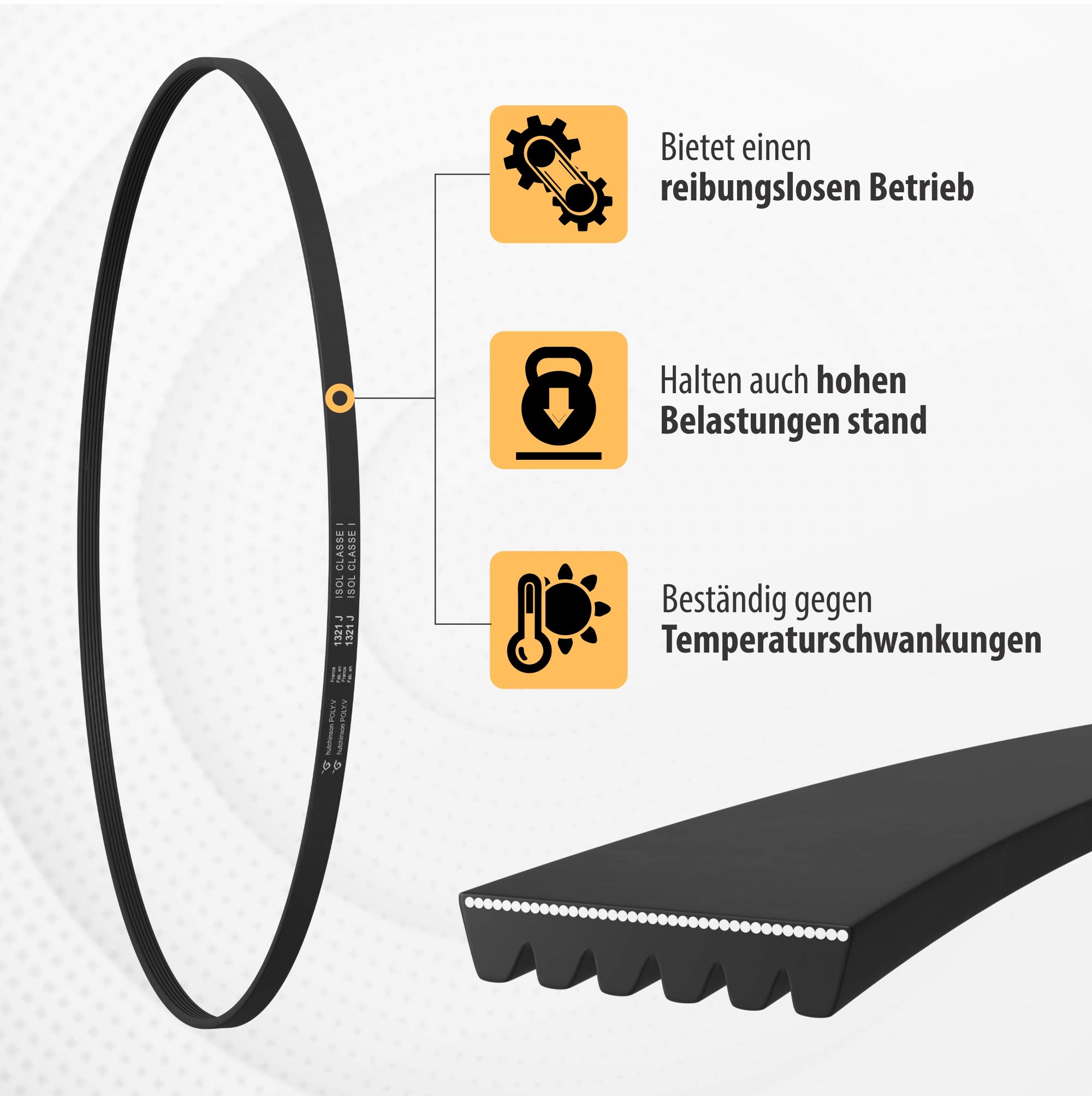 VIOKS Keilrippenriemen Waschmaschine Ersatz für Miеle 4693121 Riemen | Keilriemen Antriebsriemen, 1321PJ6 1321 PJ 6, für Trockner Waschtrockner