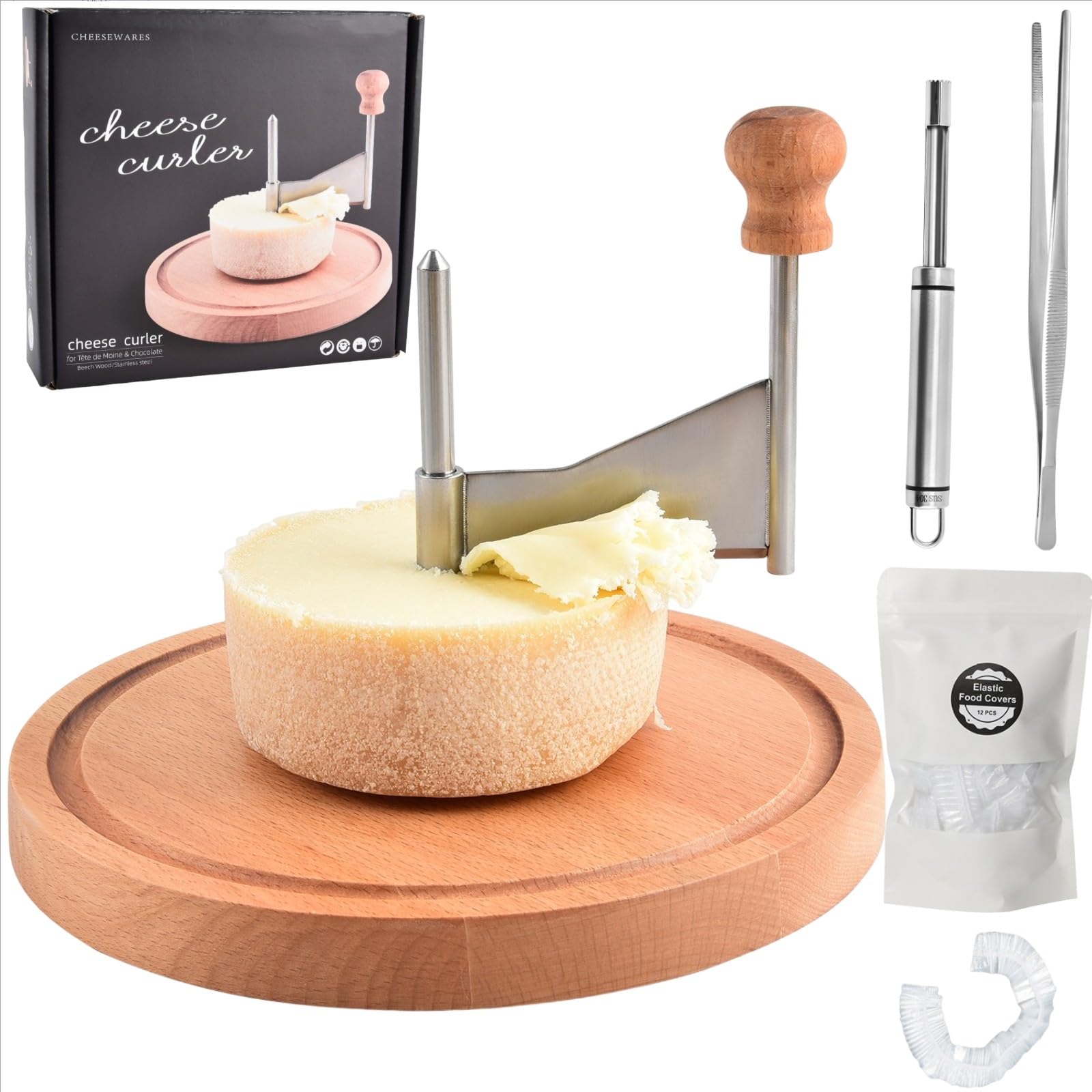 ShinianYa Girolle Cheese Curler Beech Wood-Stainless Steel - Best