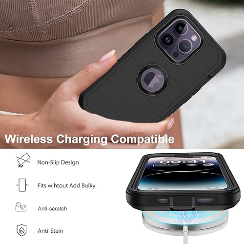 Miniatura 5 de Annymall Funda para iPhone 14 Pro con 2 protectores de pantalla, cuerpo completo, protección contra caídas, a prueba de polvo, resistente de 3