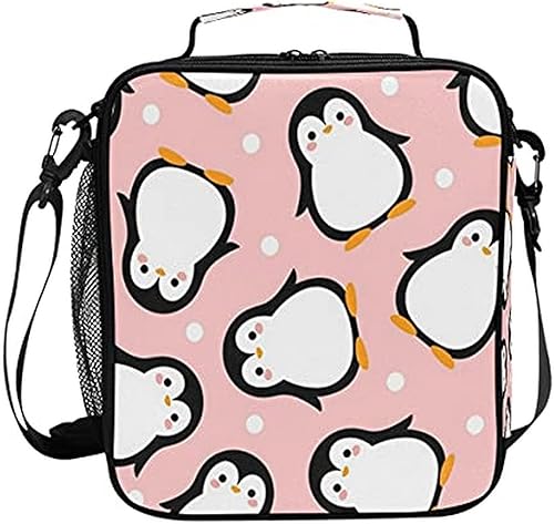 Miniatura 8 de AUUXVA Lindas bolsas de almuerzo con diseño de conejito rosa para niñas y niños, lonchera térmica, con correa ajustable, a prueba de fugas,