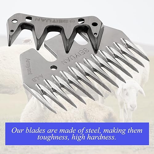 Miniatura 6 de Junniu Cuchillas de repuesto para tijeras de oveja, cuchillas de corte de oveja, cuchillas desmontables para cortador eléctrico profesional, peine