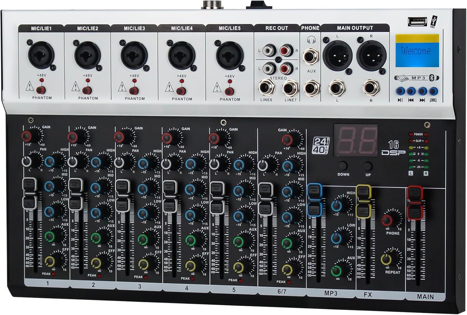 Micfuns Unpowered Recording Mixers with 16DSP 24bit with