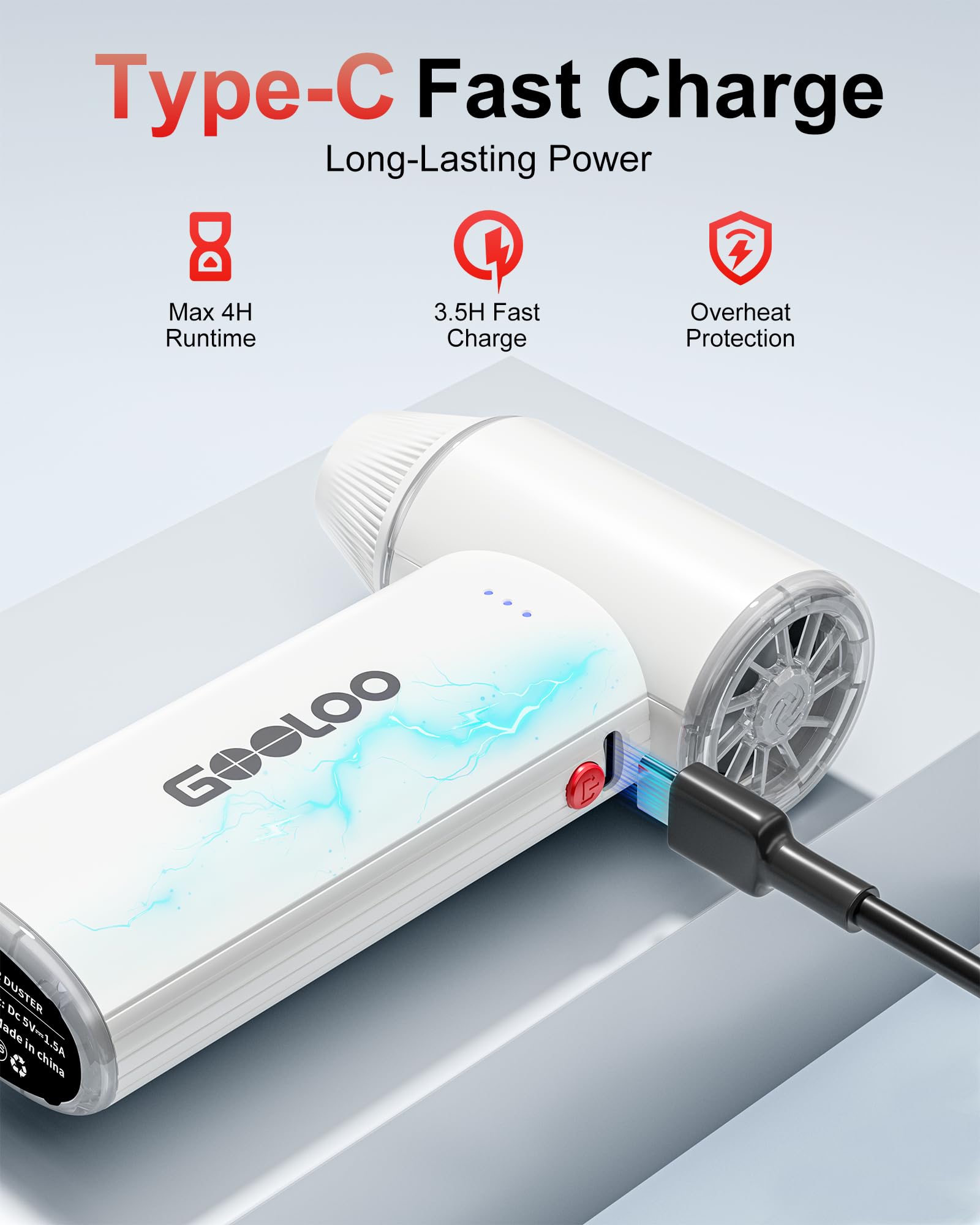 GOOLOO F3, spolverino ad aria elettrica, 110.000 giri/min, 52 m/s, aria compressa super potente, velocità variabile, con ricarica rapida, mini soffiatore di polvere per computer, tastiera, casa