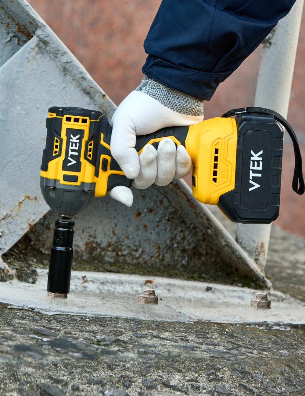 VTEK Llave de impacto inalámbrica sin escobillas,par máximo de 400N.m,llave de impacto eléctrica de 295 pies-libras, portabrocas de 1/2 pulgada