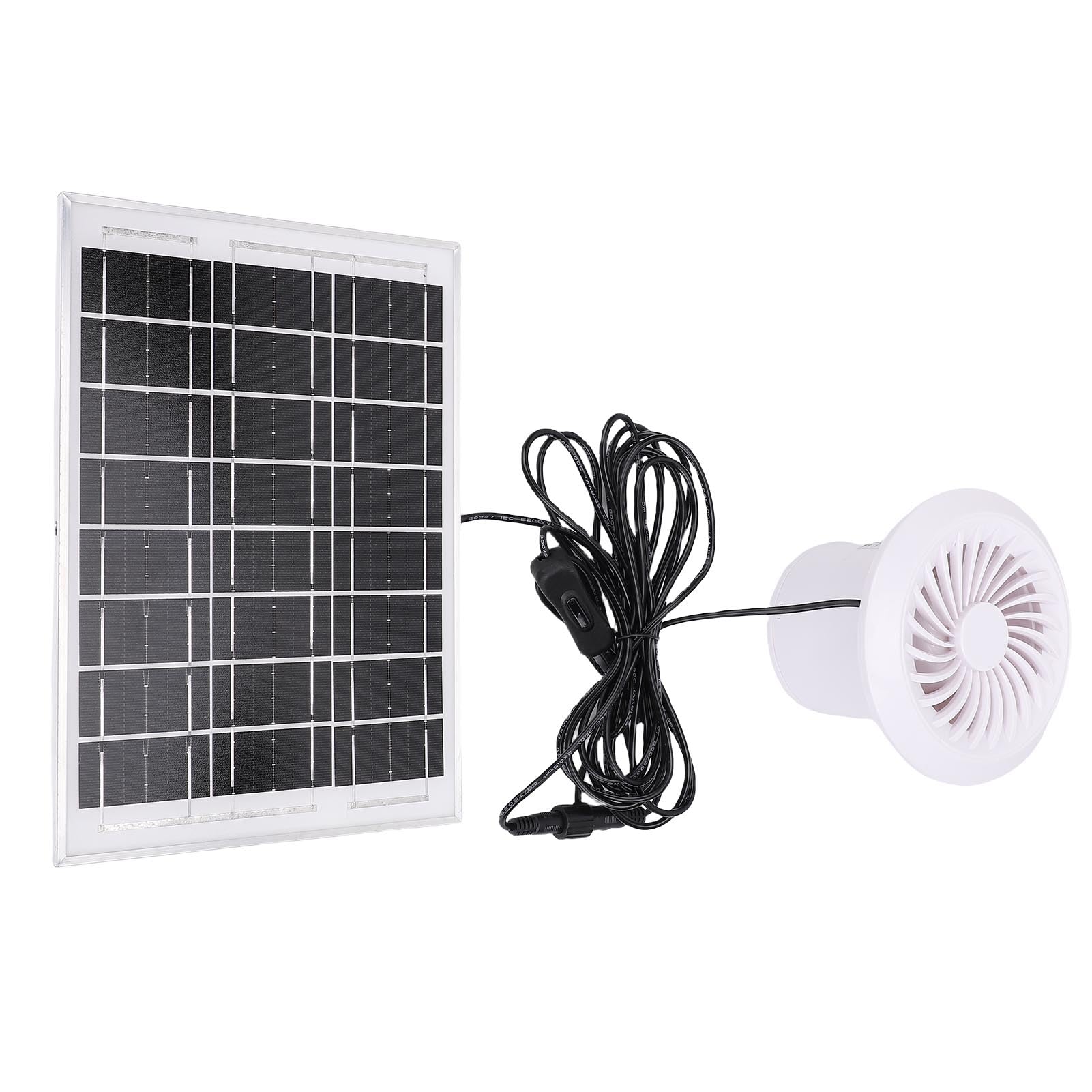 Pongnas Kit Ventola Ad Energia Solare per Cucce, Pollai e Serre - Ventola in Silicio Monocristallino da 6 W con Design di Ventilazione Rotondo
