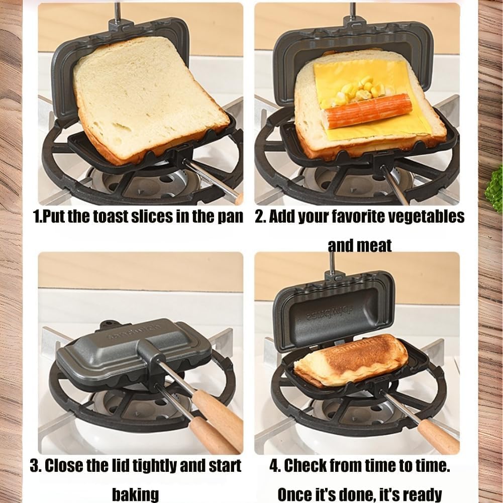 Maszynka do hot dogów, toster do kanapek i sera z grilla, żeliwna patelnia grillowa do naleśników, omletów i opiekania kanapek