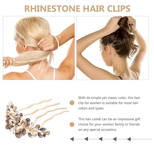 Miniatura 7 de LOGOFUN Peine lateral de cristal Peine de pelo con diamantes de imitación Peine de pelo de novia updo lateral Peine nupcial 4 puntas para mujeres