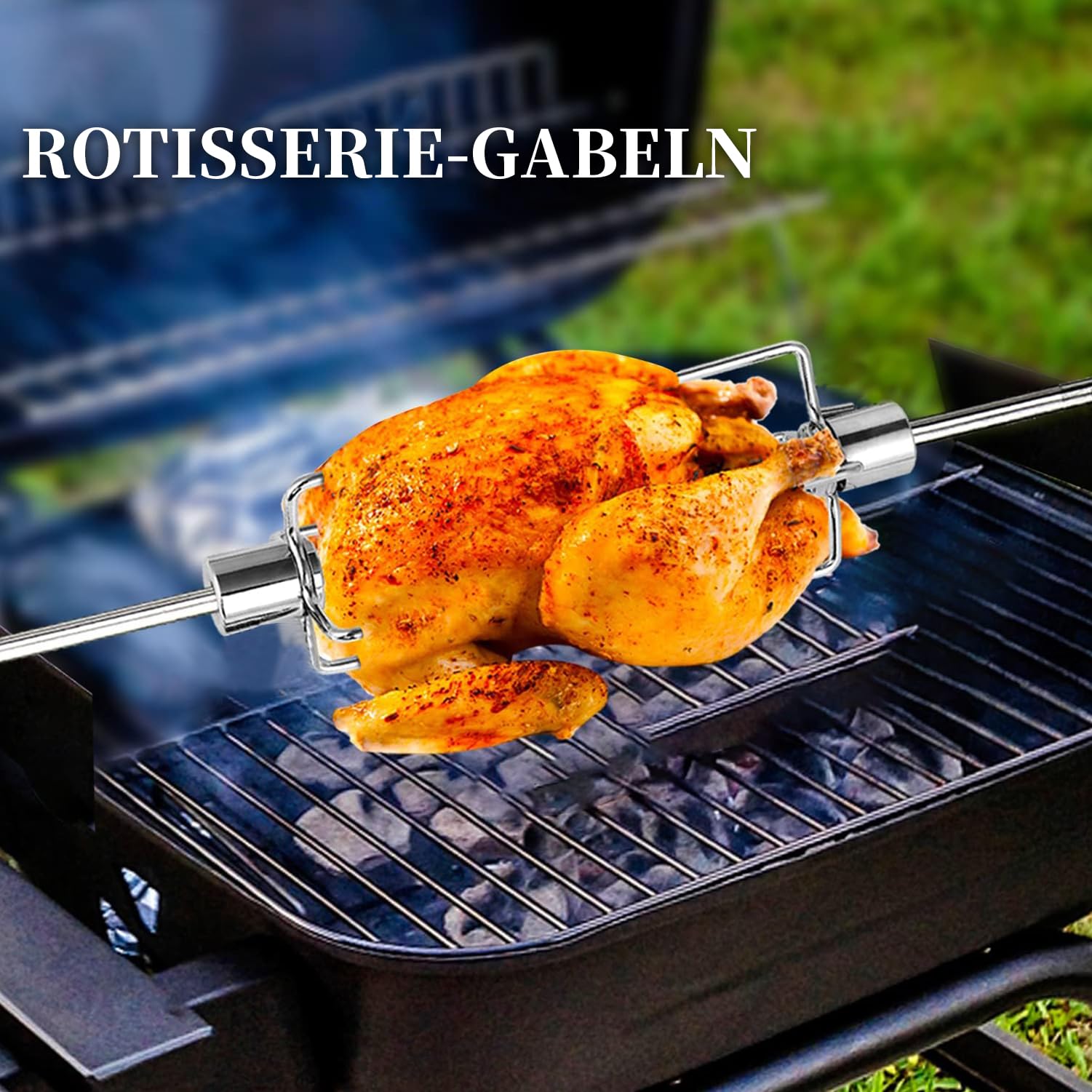 2pièces Fourchette Tourne Broche, Pour Broche à Rôtir En Plein Air Pinces à Viande pour Poulet, shish Kebab Multifonctionnel Fourchettes à Viande, Accessoires de Gril