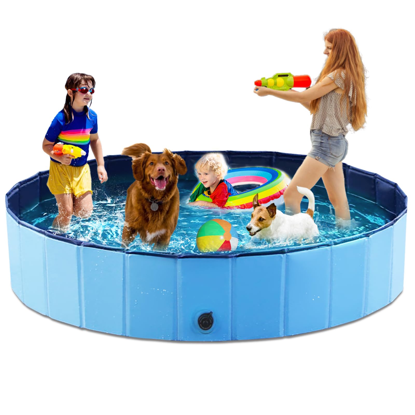 Photo 1 of Jasonwell Foldable Dog Pool, 87" Collapsible Hard Plastic Pet Bathing Tub