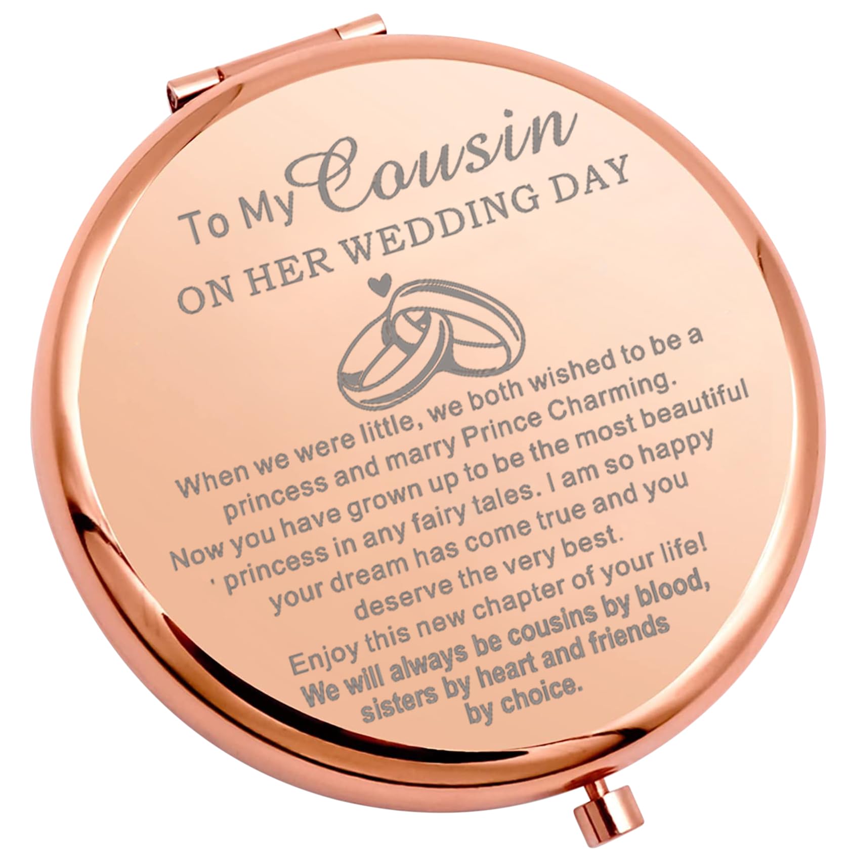WSNANG Cousin Wedding Gift Folding Makeup Mirror to My Cousin On Her Wedding Day Gift Bride Gift for Cousin Compact Makeup Mirror (Cousin Mirror)