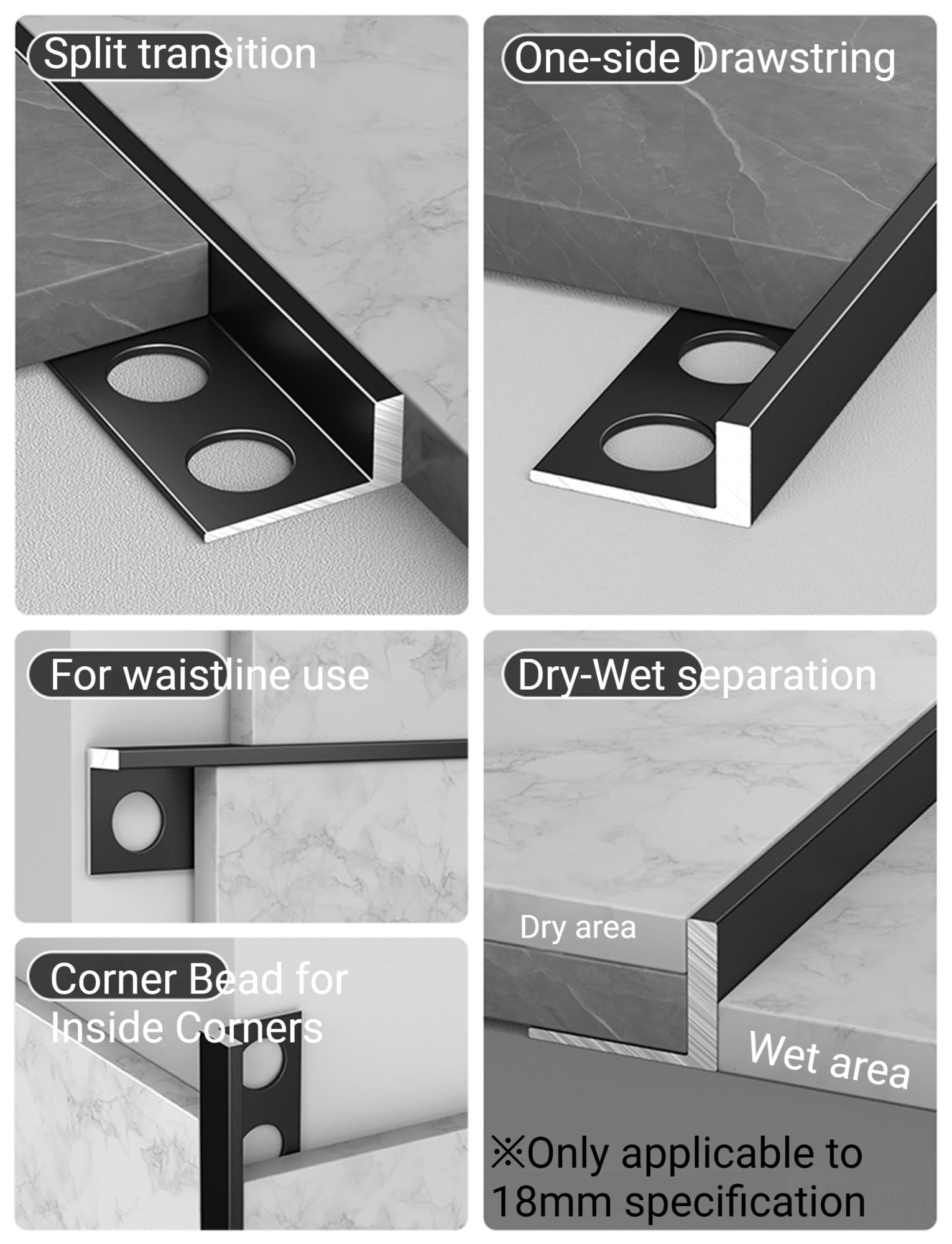 Aluminiowa listwa krawędziowa w kształcie litery L, osłona narożnika ściennego do zewnętrznych narożników i blatów, szerokość 12 mm