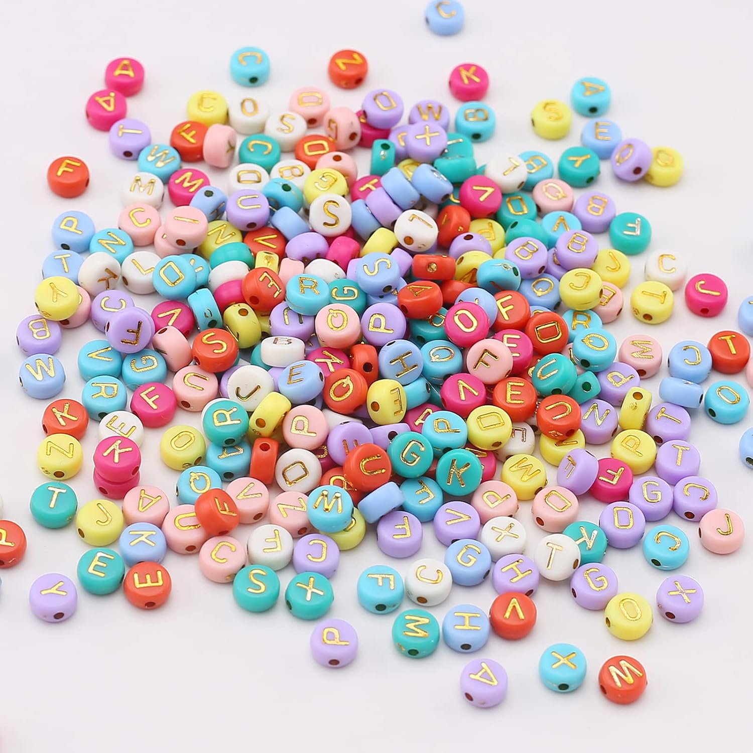 ToBeIT 1000pcs Letter Beads Color Alphabet Beads Gold Round Letter Beads Jewelry Findings Charms for DIY Bracelet Necklace Craft Making (bgcolor-Gold(10color))-1 - Image 4