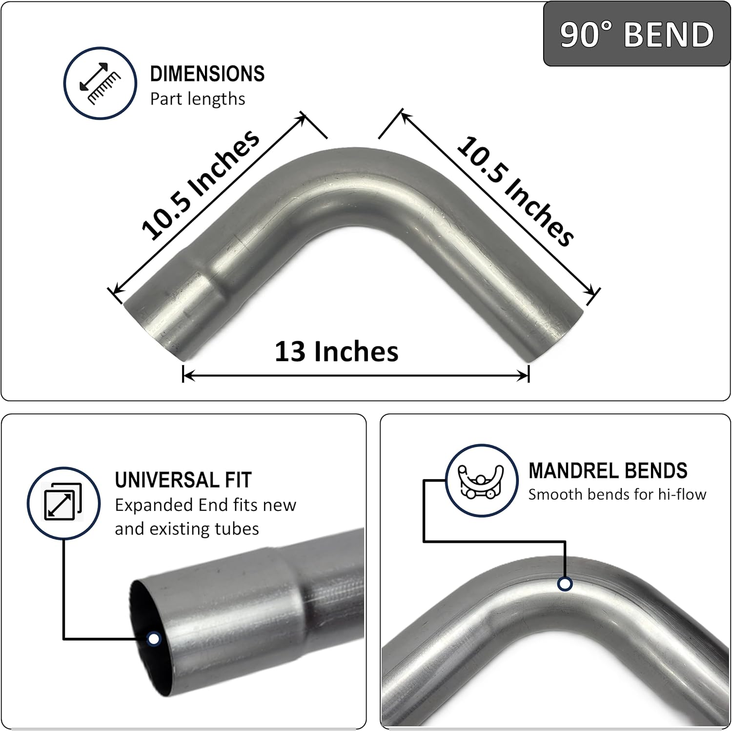 3 inch Exhaust Pipe Kit Mild Steel Mandrel 45 90 Straight U-Bend 8Pcs 3in Tube Custom Universal DIY Exhaust Tubing 8 Pieces