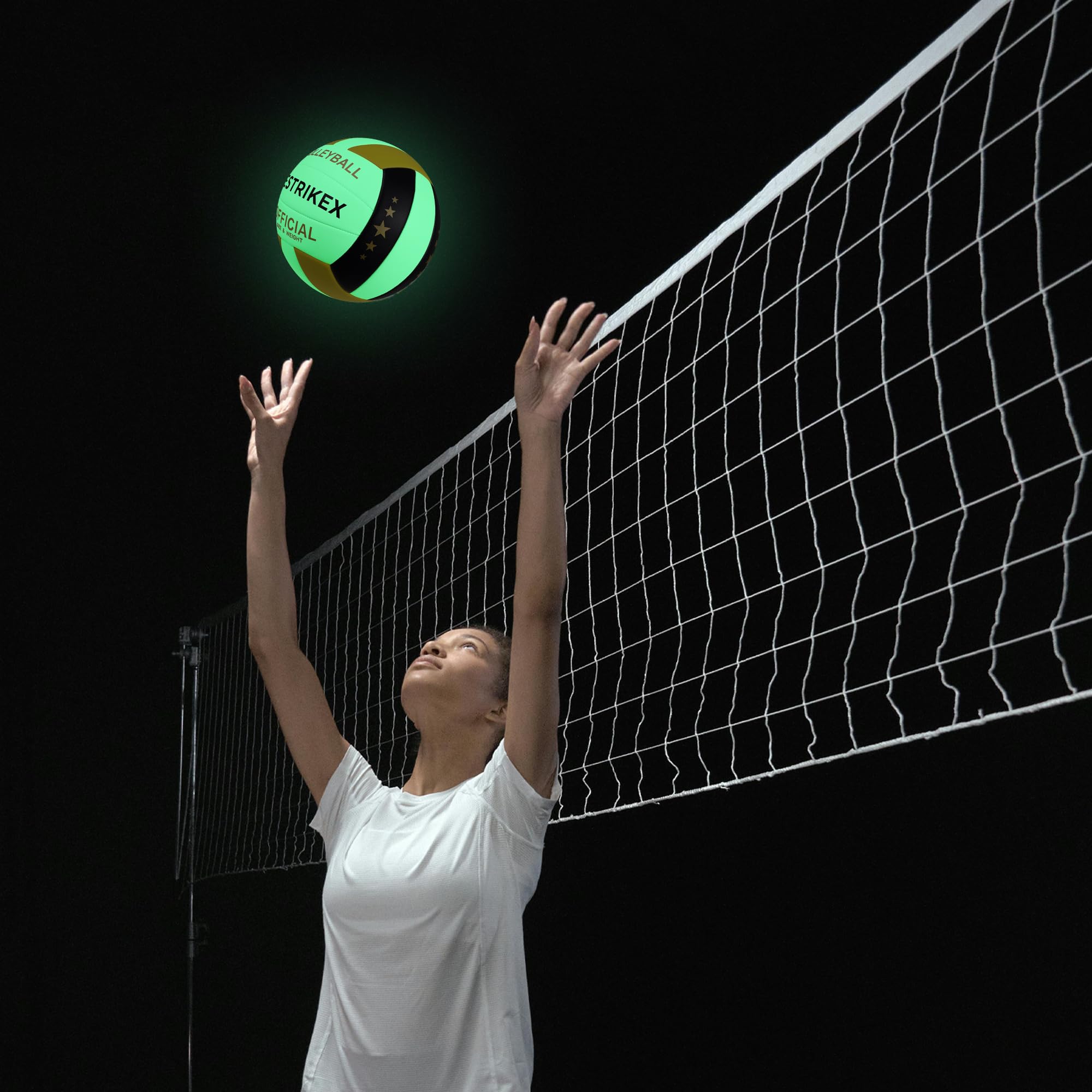 Balón de voleibol que brilla en la oscuridad, tamaño 5, tamaño oficial, para interiores y exteriores, con efecto de brillo nocturno, bola nocturna luminosa para playa, gimnasio, patio