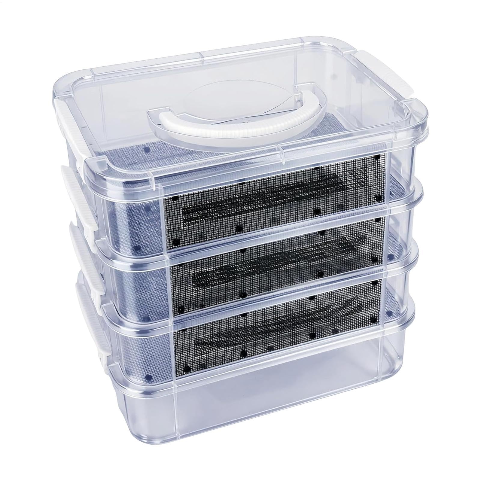 Kit professionale per allevamento di della farina, contenitore a 4 strati con manico, habitat per drago barbuto, , rettile, pollo, torre di cibo per lucertola e criceti