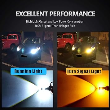 Antline Extremely Bright 3157 3057 3155 3457 4157 4057 Switchback LED Bulbs White/Yellow 3030 Chipsets with Projector for Turn Signal Lights (Pack of 2)