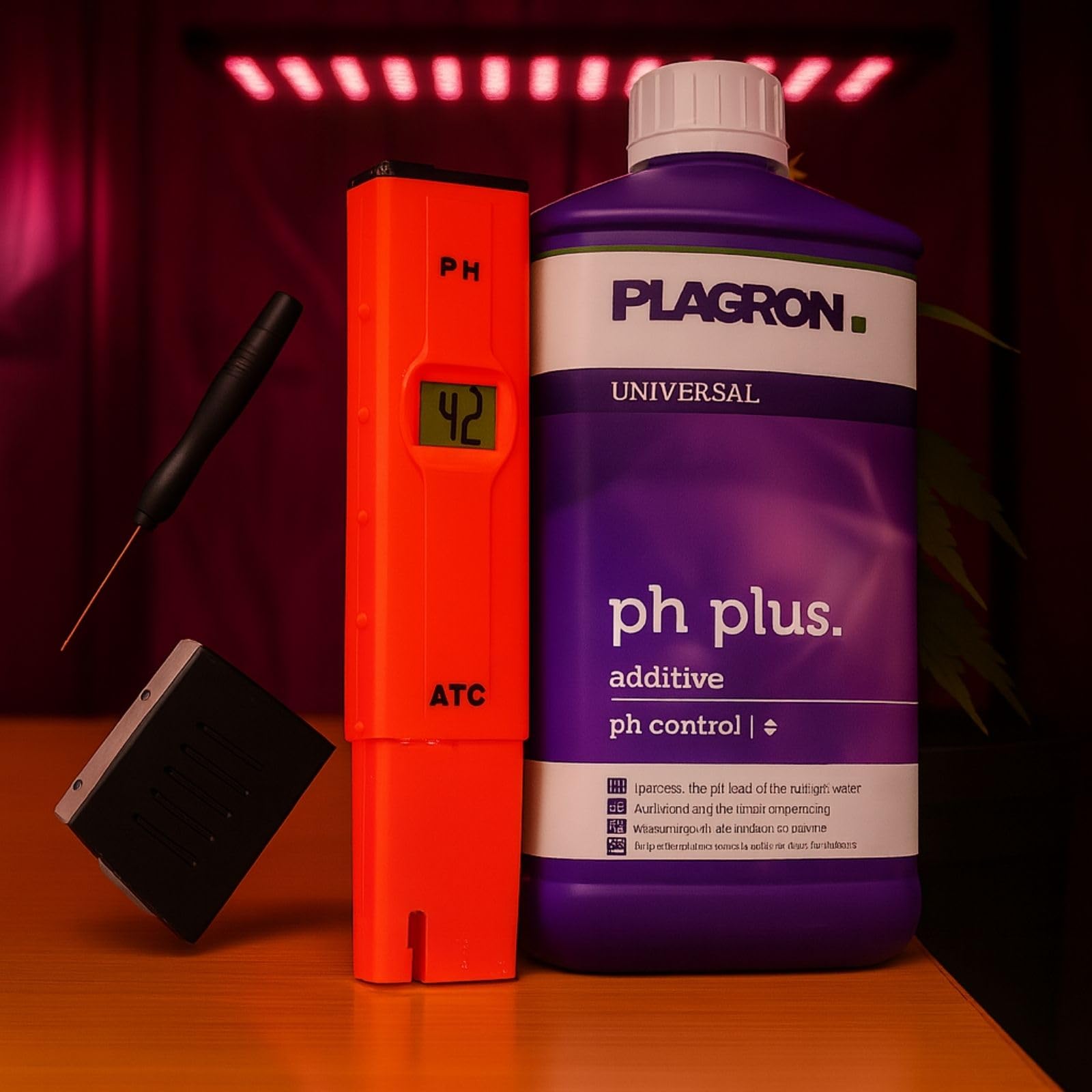 Weedness Plagron pH+ Plus 500 ml + pH-Messgerät - pH-heber Grow Anbau Indoor Dünger Pflanzen Blumen Granulat Ph Plus Flüssig Heben