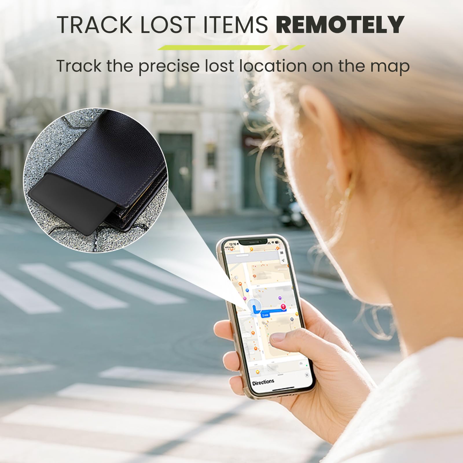 Scheda di monitoraggio del portafoglio compatibile con Find My, scheda di tracciamento Bluetooth per portafoglio, ultra sottile, ricarica wireless, cercatore di chiavi impermeabile e tracker