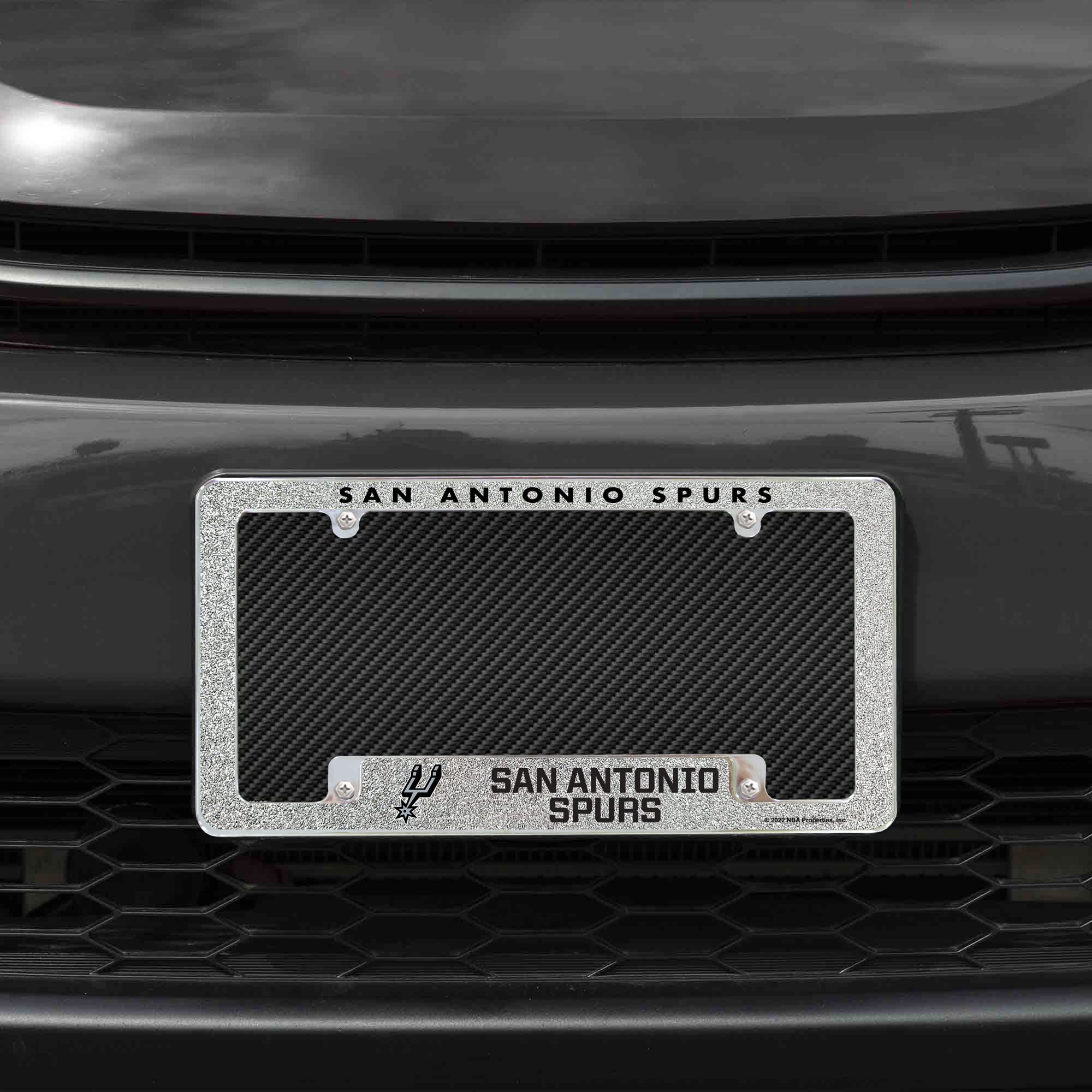 Rico Industries NBA Basketball San Antonio Spurs Silver Chrome All Over Automotive Bling License Plate Frame 12