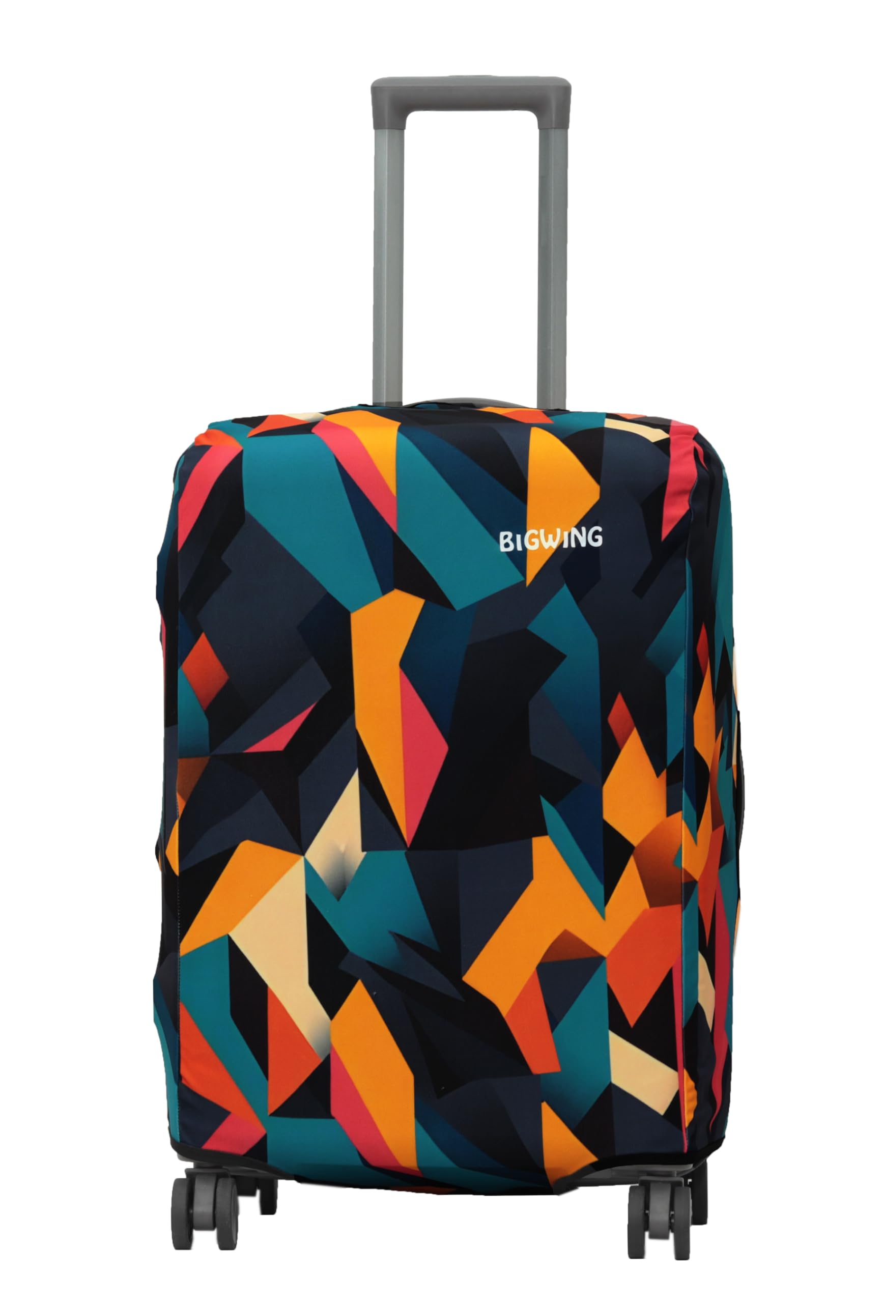 BIGWING Protective Cover in Polyester Fabric with Abstract Print Multicolour | 24' Inch 65 cm Medium Size | Hard Luggage Trolley Bag Cover (Fitts Only On Fiber - Plastic Trolley Bag)