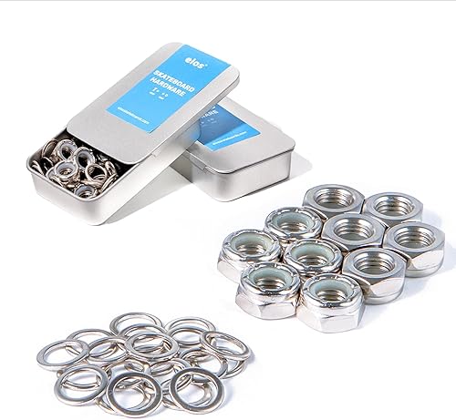 Vista 24 de ELOS Kit de accesorios para monopatín - Accesorios de montaje para camiones, rodamientos de monopatín, bujes, pivote, tuercas de camión, pernos