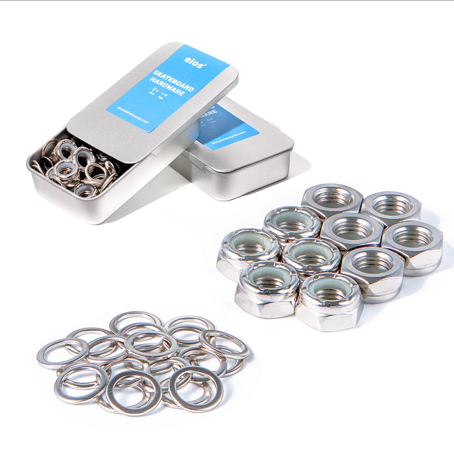 ELOS Skateboard Hardware Kit - Trucks Mounting Hardware, Skateboard Bearing, Bushings, Kingpin, Pivot Cups, Truck Nuts, Bolts, Skateboard Accessories & Skate Part