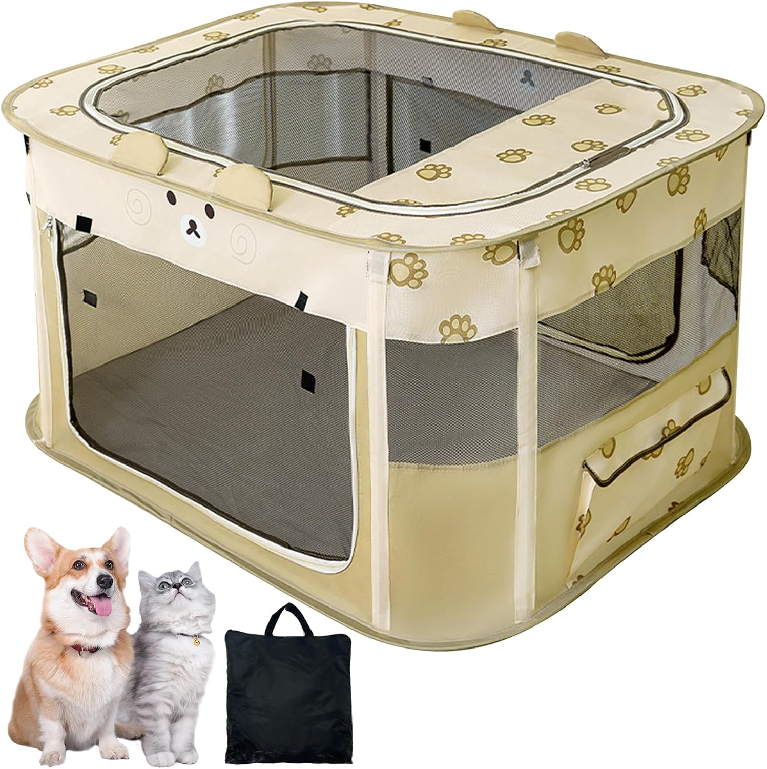 VCEPJH Portable Pet Playpen Foldable Dog Play Pen