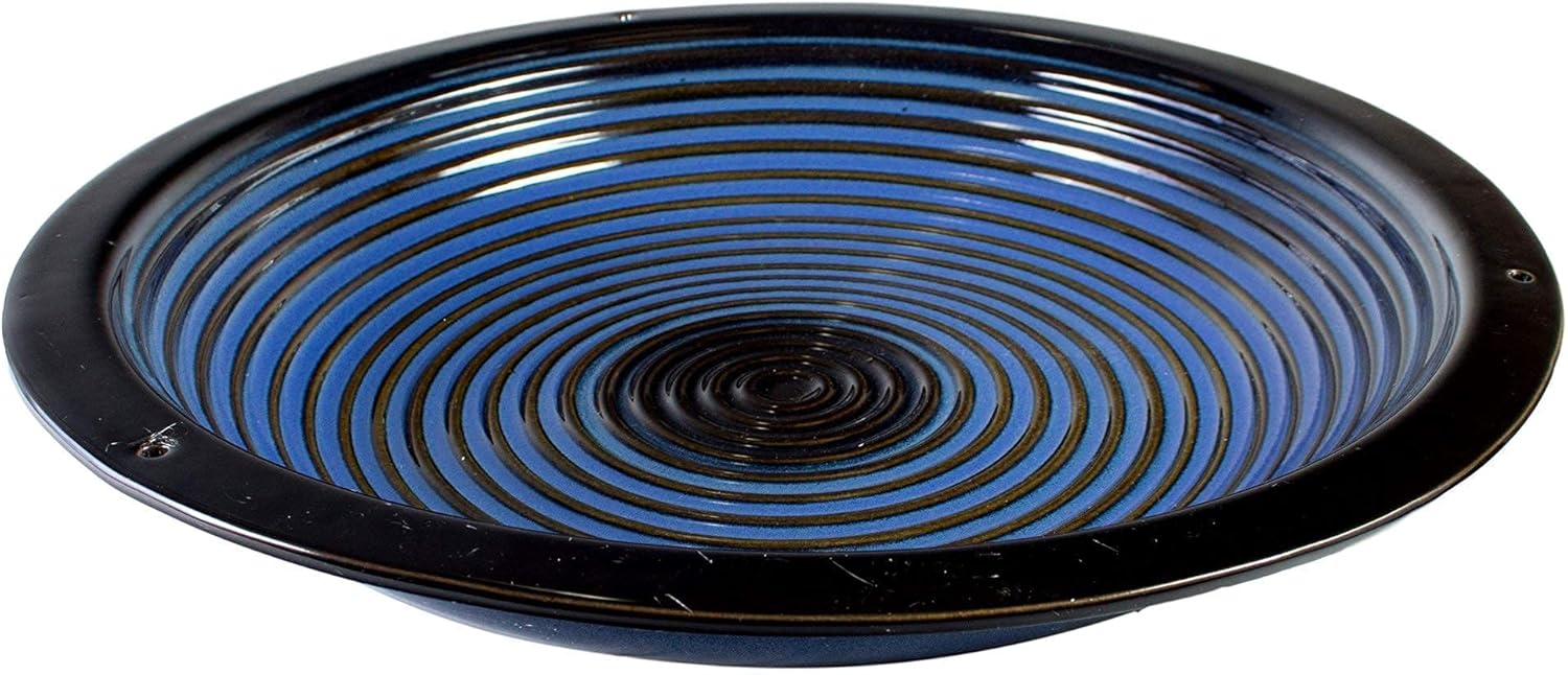 BYER OF MAINE Circle Post Bird Bath and Alcyon Egg/Bottle Bird Home Bundle, Cobalt Blue