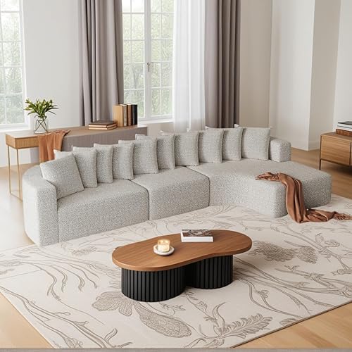 Miniatura 6 de KEIKI Juego de sofá modular curvado de 131.1 pulgadas, sofá nube de gran tamaño con 10 almohadas, sofá de asiento profundo orientado hacia la