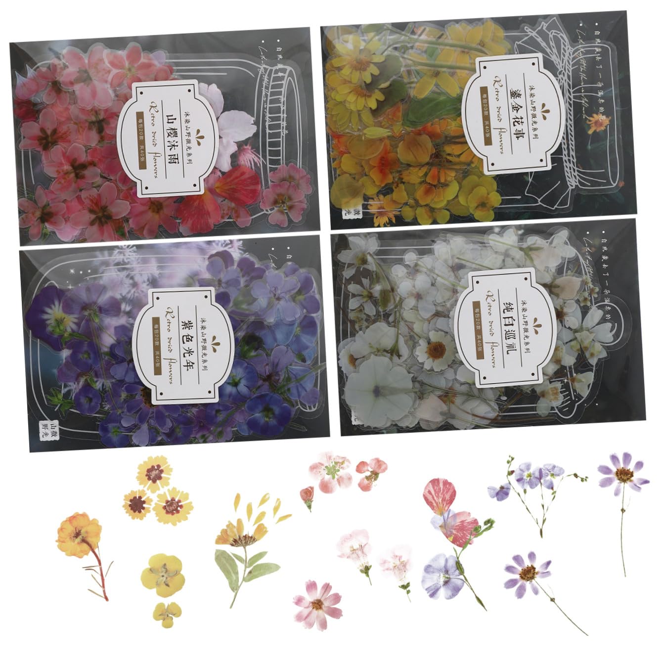 Operitacx 12sets Adesivi Floreali Per Laptop Stickers Pet Per Diario e Scrapbooking Design Fresco Di Piante Decorazione Per Album e Note Vivid Flower Patterns