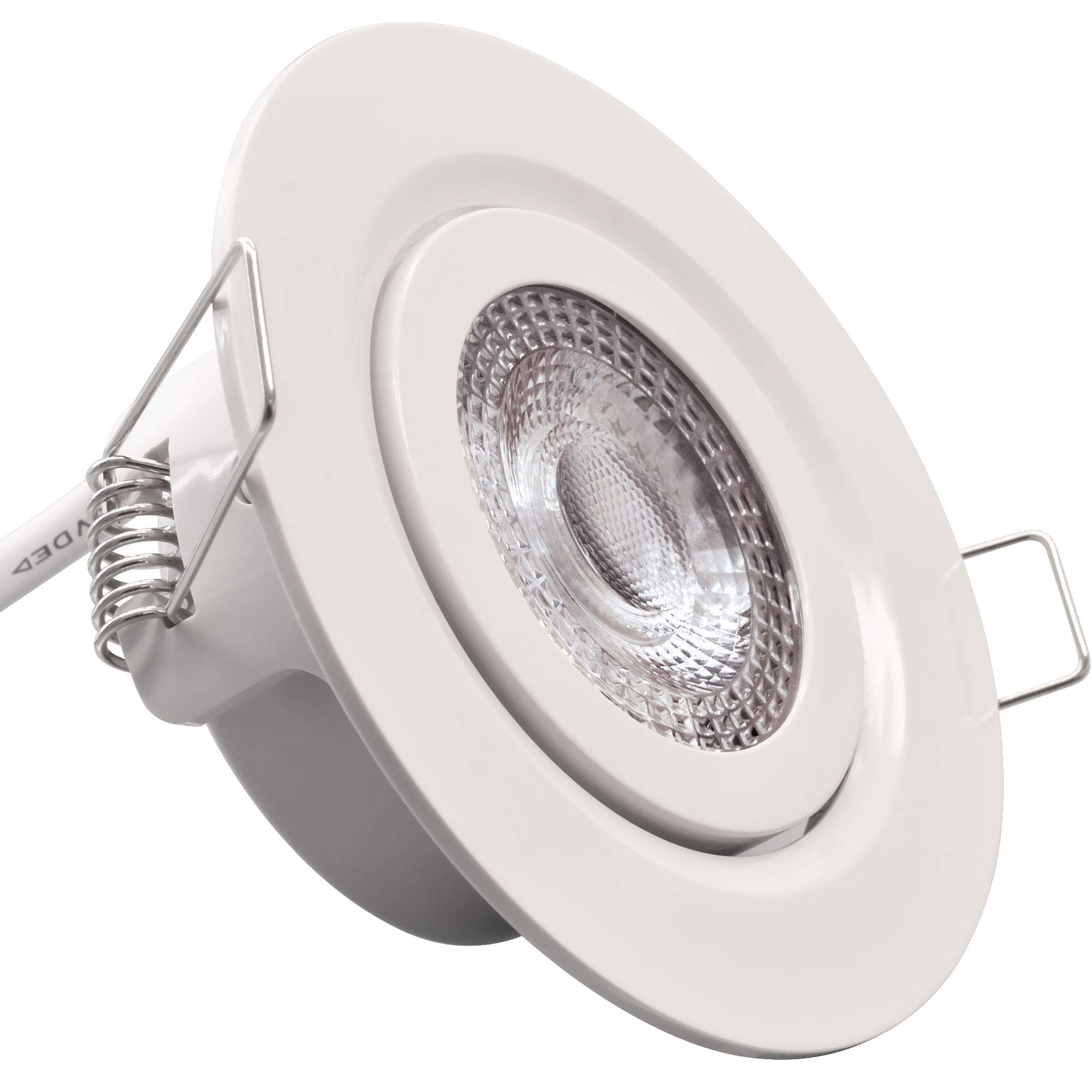 Maxkomfort LED Einbaustrahler Weiß 230V dimmbar 12x 5W 365lm warmweiß ultraflach schwenkbar Ø72mm Deckenspot für Küche Wohnzimmer Flur LED Spots Energieklasse F Lumax