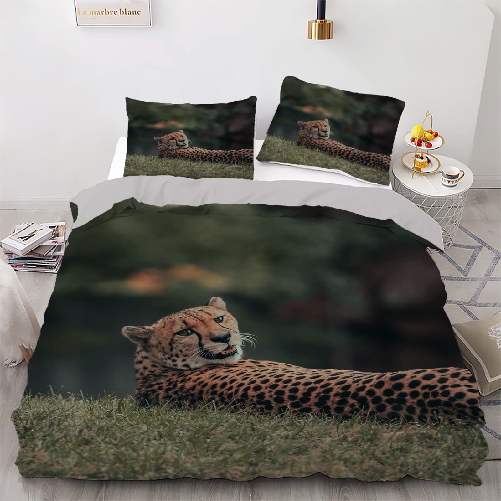 Parure de lit léopard vert 140x200 pour une chambre de fille cocooning